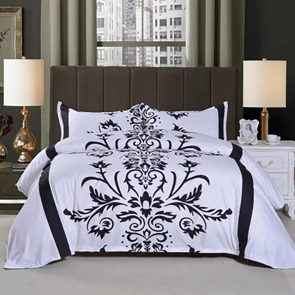 Black and white flower set without trace sheets bedding pillowcase and quilt cover size home textile suit comfortable
Black and white flower set without trace sheets bedding pillowcase and quilt cover size home textile suit comfortable