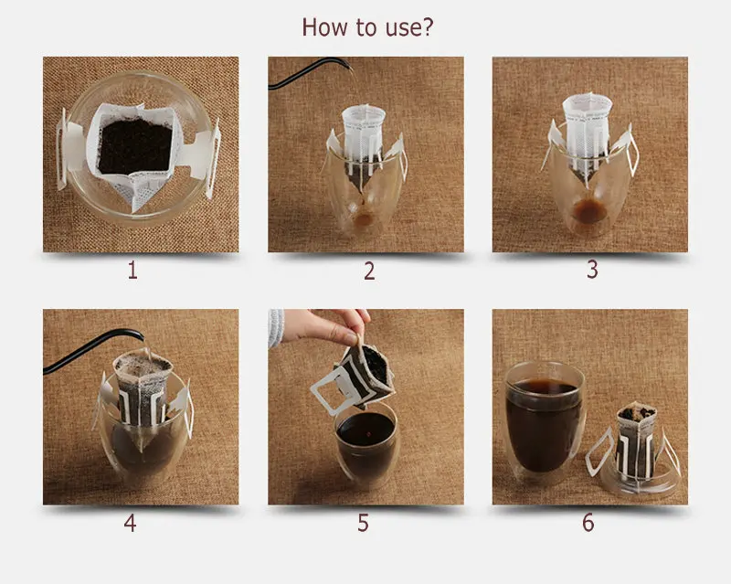 50Pcs / Pack Drip Coffee Cup Filter Bags Hanging Cup Coffee Filters Coffee and Tea Tools
50Pcs / Pack Drip Coffee Cup Filter Bags Hanging Cup Coffee Filters Coffee and Tea Tools