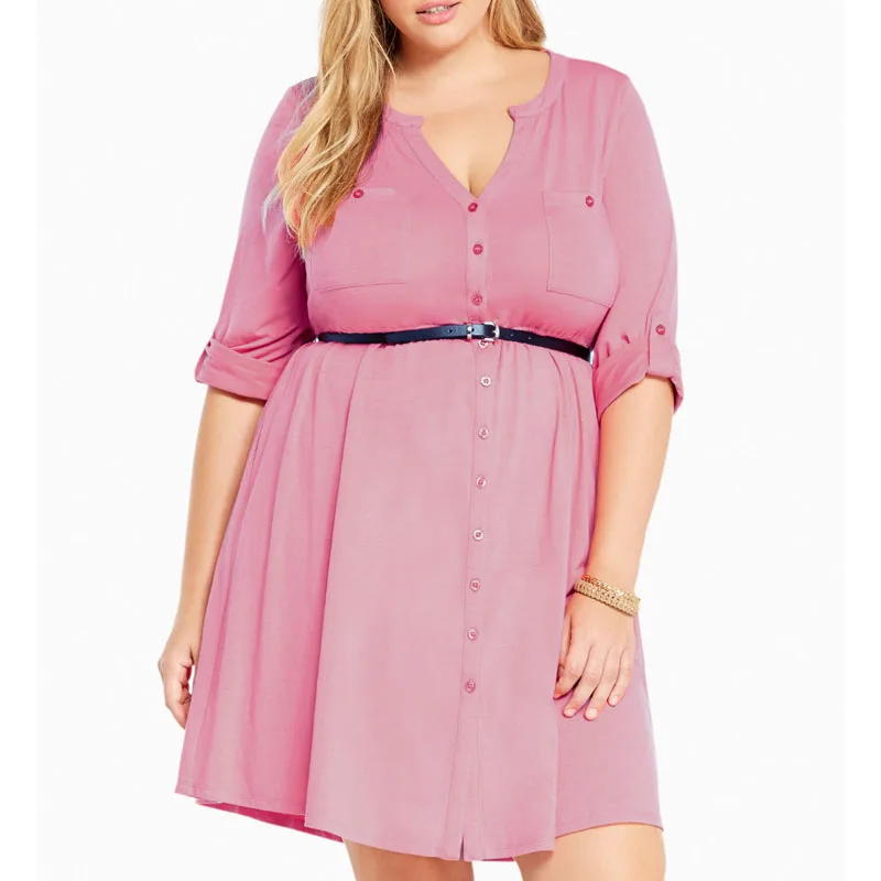 COCOEPPS 2019 Large Sizes shirt dress Women Clothing Fashion plus Size Three Quarter 4 Color Office Party Tshirt dress With Belt
COCOEPPS 2019 Large Sizes shirt dress Women Clothing Fashion plus Size Three Quarter 4 Color Office Party Tshirt dress With Belt