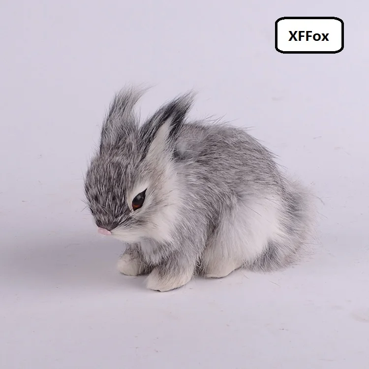 

Милый серый кролик реальной жизни Модель из пластика и меха маленький кролик подарок около 13x7x10 см xf1955