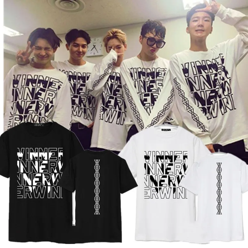 Фото KPOP WINNER EXIT Japan Album Shirts K POP повседневная хлопковая одежда футболка топы с короткими