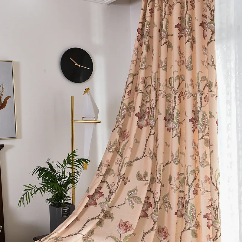 America Country-Style Pastoral Floral Cotton Linen Blackout Window Curtain for Living Room Printed Leaves Bedroom Window Curtain
America Country-Style Pastoral Floral Cotton Linen Blackout Window Curtain for Living Room Printed Leaves Bedroom Window Curtain