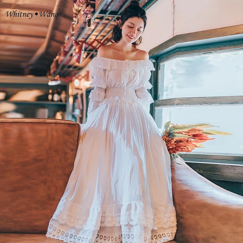WHITNEY WANG 2019 весенне осеннее модное уличная элегантное многослойное длинное платье