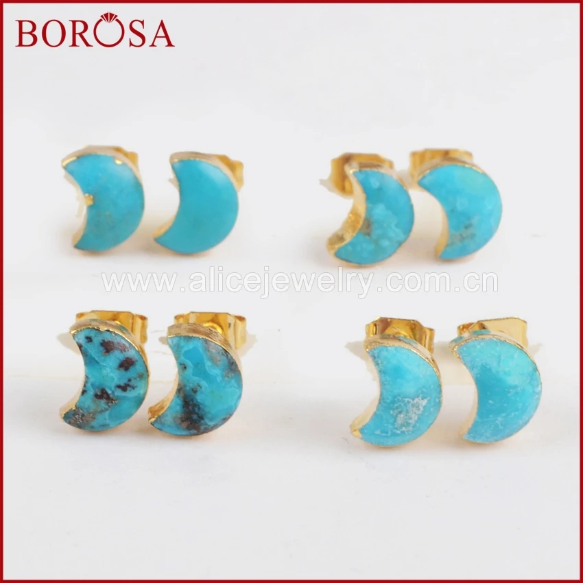 Женские серьги-пусеты в форме Луны BOROSA, серьги золотистого цвета с натуральным голубым камнем, ювелирные изделия, G1225
Женские серьги-пусеты в форме Луны BOROSA, серьги золотистого цвета с натуральным голубым камнем, ювелирные изделия, G1225