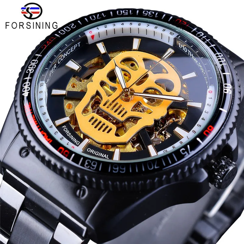 Fashion Winner Brand Man Steampunk Skull Auto Mechanical Clock Black Stainless Steel Skeleton Dial Cool Design Sport Wrist Watch
Fashion Winner Brand Man Steampunk Skull Auto Mechanical Clock Black Stainless Steel Skeleton Dial Cool Design Sport Wrist Watch