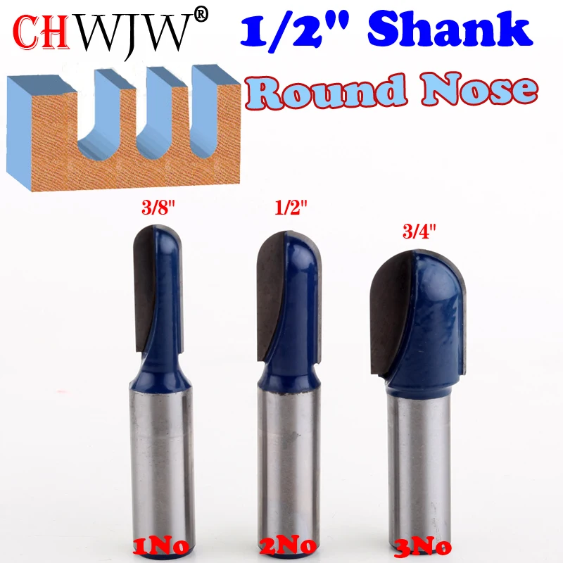 3pc 1/2" Shank 3/8, 1/2 and 3/4 Diameter Ball Round Nose Router Bit Set Cutter wood working
3pc 1/2" Shank 3/8, 1/2 and 3/4 Diameter Ball Round Nose Router Bit Set Cutter wood working