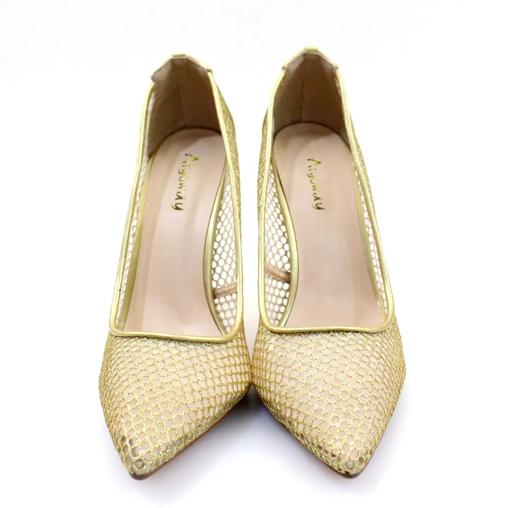 Pointed Toe Gold Mesh Thin High Heels Pumps Stiletto Aiyoway Fashion Women Ladies Autumn Spring Wedding Party Dress Shoes
Pointed Toe Gold Mesh Thin High Heels Pumps Stiletto Aiyoway Fashion Women Ladies Autumn Spring Wedding Party Dress Shoes