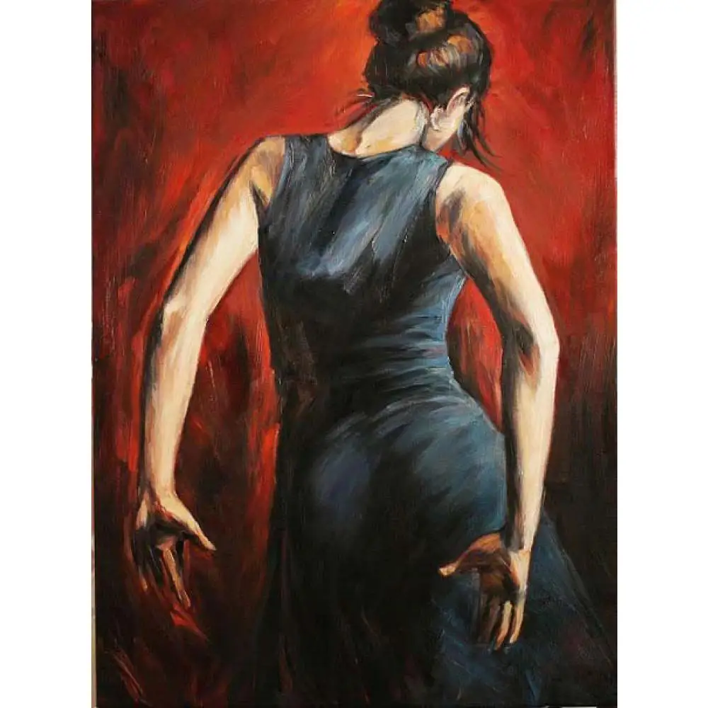 Figure oil paintings Spanish flamenco dancers tango black and blue dress handmade canvas art for bedroom High quality
Figure oil paintings Spanish flamenco dancers tango black and blue dress handmade canvas art for bedroom High quality