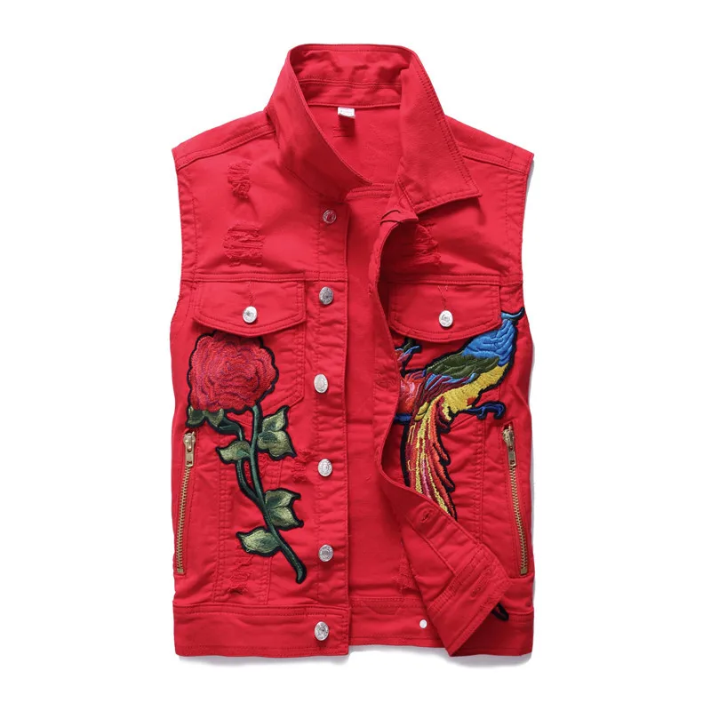 High Quality Men's Denim Vest Eagle Embroidery Skinny Single Breasted Ripped Jeans Waistcoat Singer Dancer Nightclub YC1086
High Quality Men's Denim Vest Eagle Embroidery Skinny Single Breasted Ripped Jeans Waistcoat Singer Dancer Nightclub YC1086