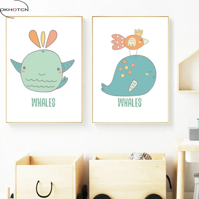 OKHOTCN Minimalist No Frame Whale Bird Wall Art Nordic Canvas Painting Cartoon Animal Pictures For Kids Room Decoration Artworks
OKHOTCN Minimalist No Frame Whale Bird Wall Art Nordic Canvas Painting Cartoon Animal Pictures For Kids Room Decoration Artworks