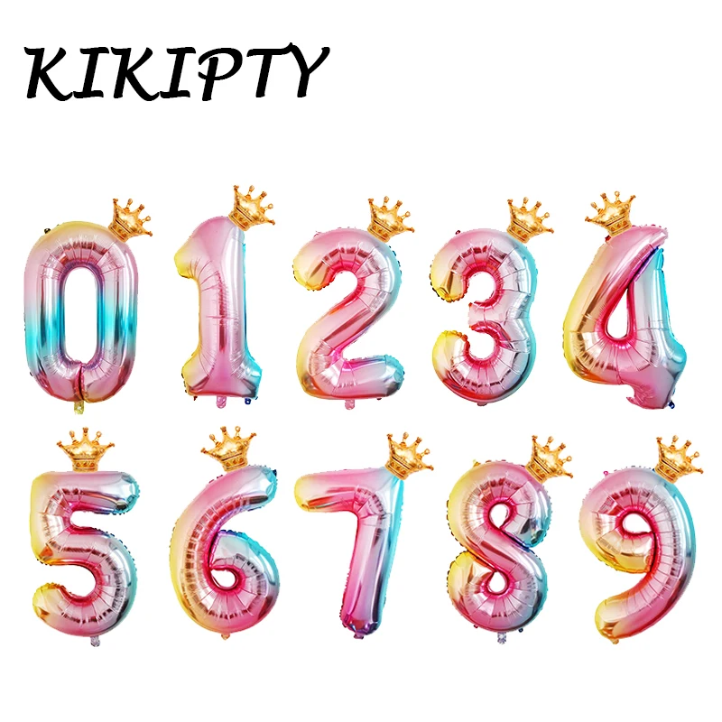 32inch Gradient color Number Balloon Aluminum foil balloon Rainbow Digit Crown set wedding Birthday Party Decor Baby Shower ball
32inch Gradient color Number Balloon Aluminum foil balloon Rainbow Digit Crown set wedding Birthday Party Decor Baby Shower ball