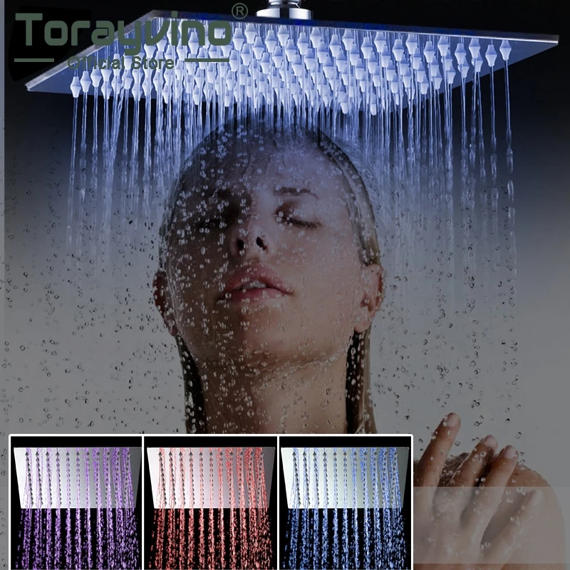 Torayvino Bathroom Shower Head Chrome Brass LED Square Rain Shower Head Top Over Shower Sprayer For 8" /10" /12" /16" /20" /24"
Torayvino Bathroom Shower Head Chrome Brass LED Square Rain Shower Head Top Over Shower Sprayer For 8" /10" /12" /16" /20" /24"