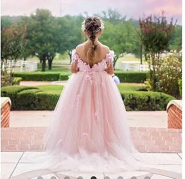 Pink Dress With Handmade Flowers Off Shoulder Girls Birthday Party Gowns Custom Made Flower Girl Dress For Wedding
Pink Dress With Handmade Flowers Off Shoulder Girls Birthday Party Gowns Custom Made Flower Girl Dress For Wedding