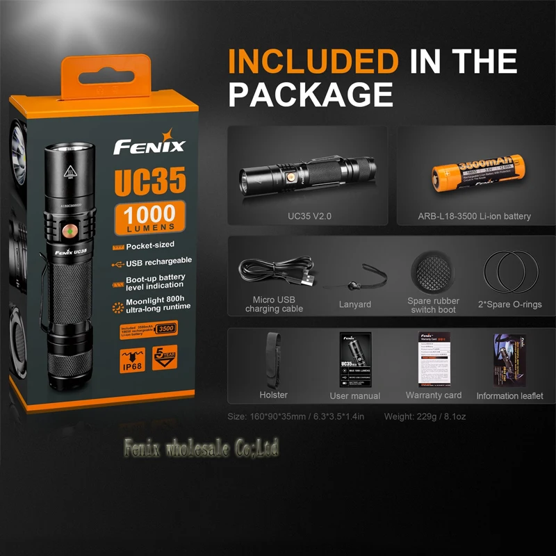 Фонарик Fenix UC35 V2.0 CREE XP-L HI V3 светодиодный 1000 лм водонепроницаемый фонарь для