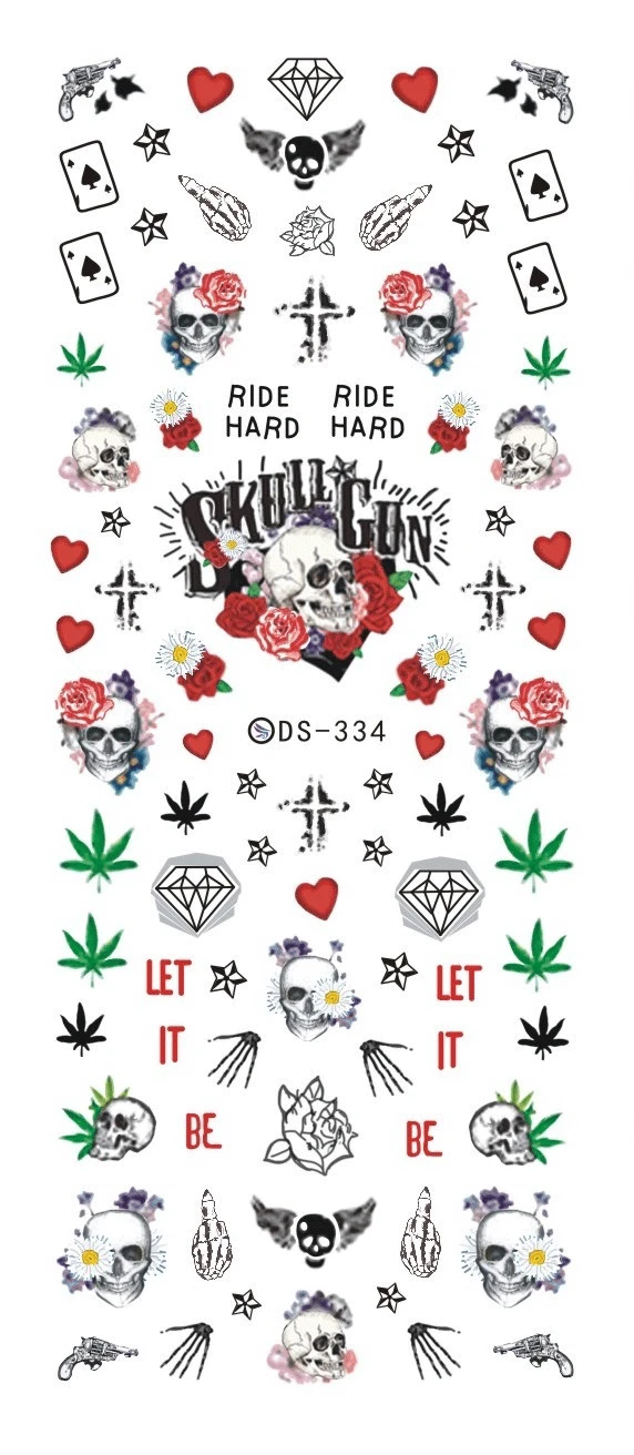 Rocooart DS334 Water Transfer Nails Art Sticker Harajuku Elements Shine Skull Symbol Rose Nail Wraps Sticker Manicura Decal 
Rocooart DS334 Water Transfer Nails Art Sticker Harajuku Elements Shine Skull Symbol Rose Nail Wraps Sticker Manicura Decal