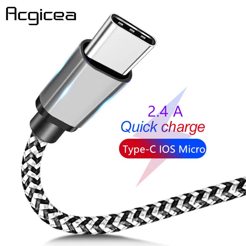 Micro USB Cable 2.4a fast charge Type-C USB C Charger cord wire for samsung xiaomi huawei android mobile phone cables 1m 2m 3m
Micro USB Cable 2.4a fast charge Type-C USB C Charger cord wire for samsung xiaomi huawei android mobile phone cables 1m 2m 3m