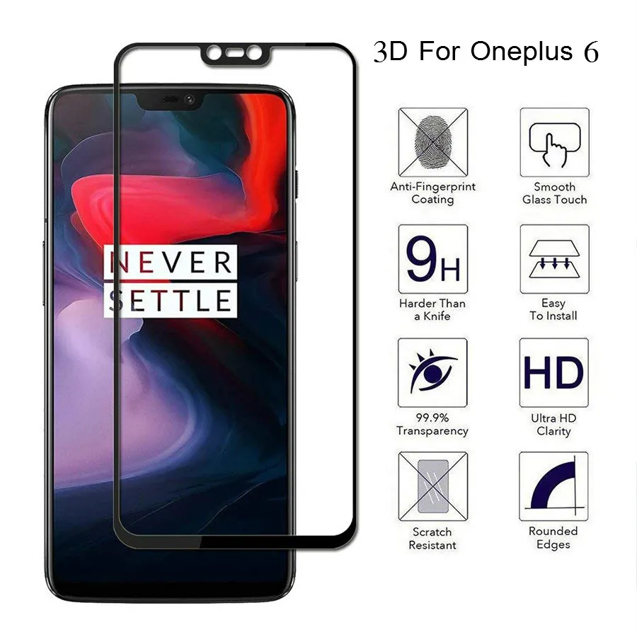 3D полное покрытие закаленное стекло для Oneplus 6 защитная пленка экрана