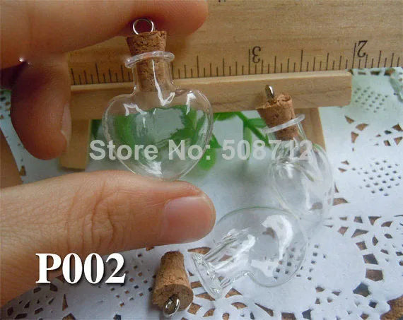 20pcs 22x28mm Mini heart-shaped Glass Bottles Pendants/ have a eye screw Tiny Empty Small Bottle | Украшения и аксессуары