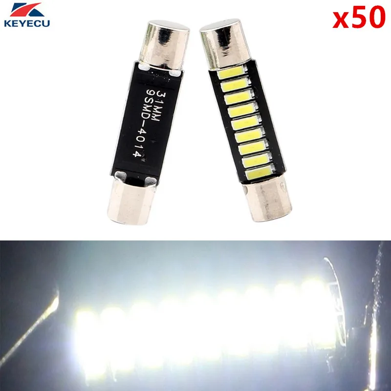 KEYECU 50PCS Super Bright White 12V 6000K 31MM 4014 9-SMD LED Mirror Fuse Sun Visor Festoon Dome Light Interior LED Bulbs
KEYECU 50PCS Super Bright White 12V 6000K 31MM 4014 9-SMD LED Mirror Fuse Sun Visor Festoon Dome Light Interior LED Bulbs