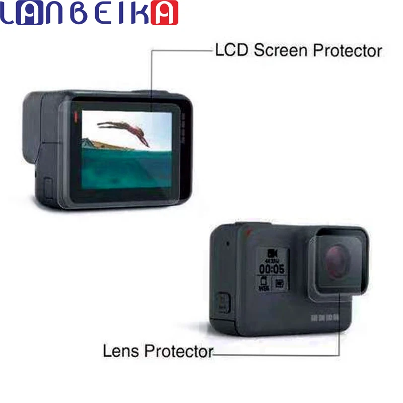 

LANBEIKA 2 in1 LCD Dispaly Screen Protector + Lens Protector Film for GoPro Hero 5 6 7 Black Sports Camera Go Pro Accessories