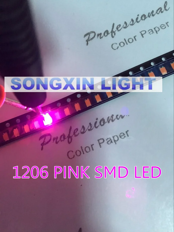 3000 шт. SMD 1206 (3216) розовый светодиодный чип 20 мА постоянный ток 3 В светоизлучающие