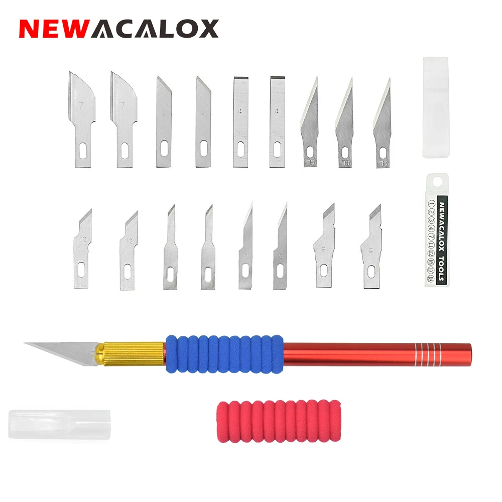 NEWACALOX 18Pcs Hobby Blades Precision Art Wood Carving Knife Set Tools With Non-slip Handle Cover For DIY Handicraft Carving
NEWACALOX 18Pcs Hobby Blades Precision Art Wood Carving Knife Set Tools With Non-slip Handle Cover For DIY Handicraft Carving