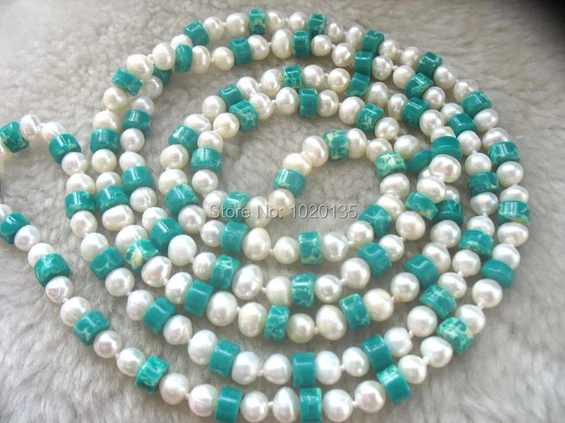 freshwater pearl white near round and green imperial roundel necklace 40inch wholesale beads nature FPPJ
freshwater pearl white near round and green imperial roundel necklace 40inch wholesale beads nature FPPJ