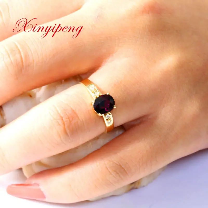 Женское кольцо Xin yi peng 18 k желтое золото инкрустированное натуральным фиолетовым