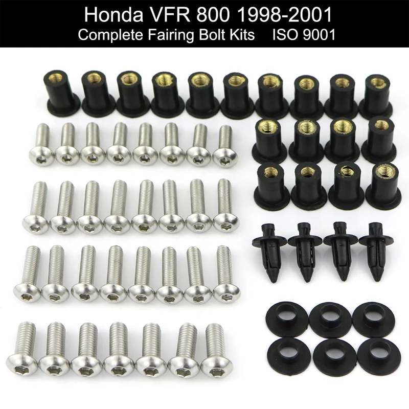 

Fit For Honda VFR800 1998-2001 VFR 800 Motorcycle Accessories Complete Full Fairing Bolts Kit Stainless Steel Fairing Clips Nuts