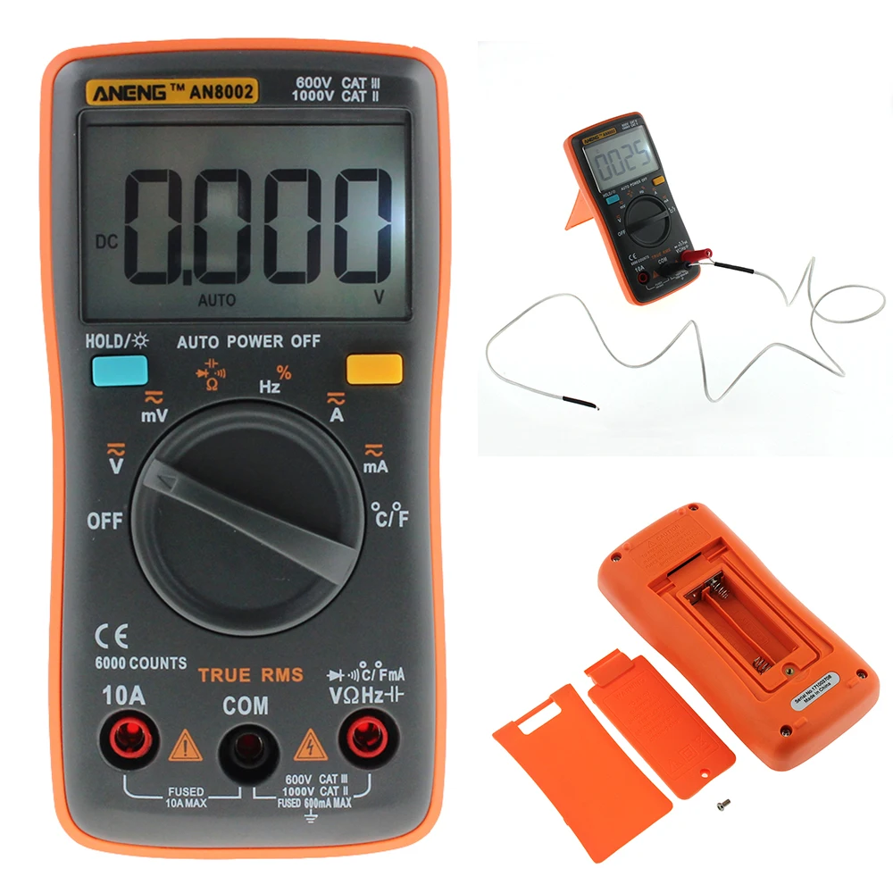 ANENG AN8002 Digital Multimeter 6000 Counts Backlight AC/DC Ammeter Voltmeter Ohm Portable Current Tester Multi Meter
ANENG AN8002 Digital Multimeter 6000 Counts Backlight AC/DC Ammeter Voltmeter Ohm Portable Current Tester Multi Meter