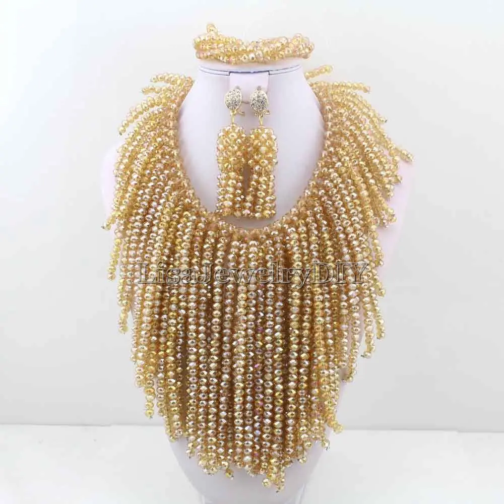 Luxury Champagne Nigerian Wedding African Beads Jewelry Set Full Beads Bib Statement Necklace Set Free Shipping HD6095
Luxury Champagne Nigerian Wedding African Beads Jewelry Set Full Beads Bib Statement Necklace Set Free Shipping HD6095