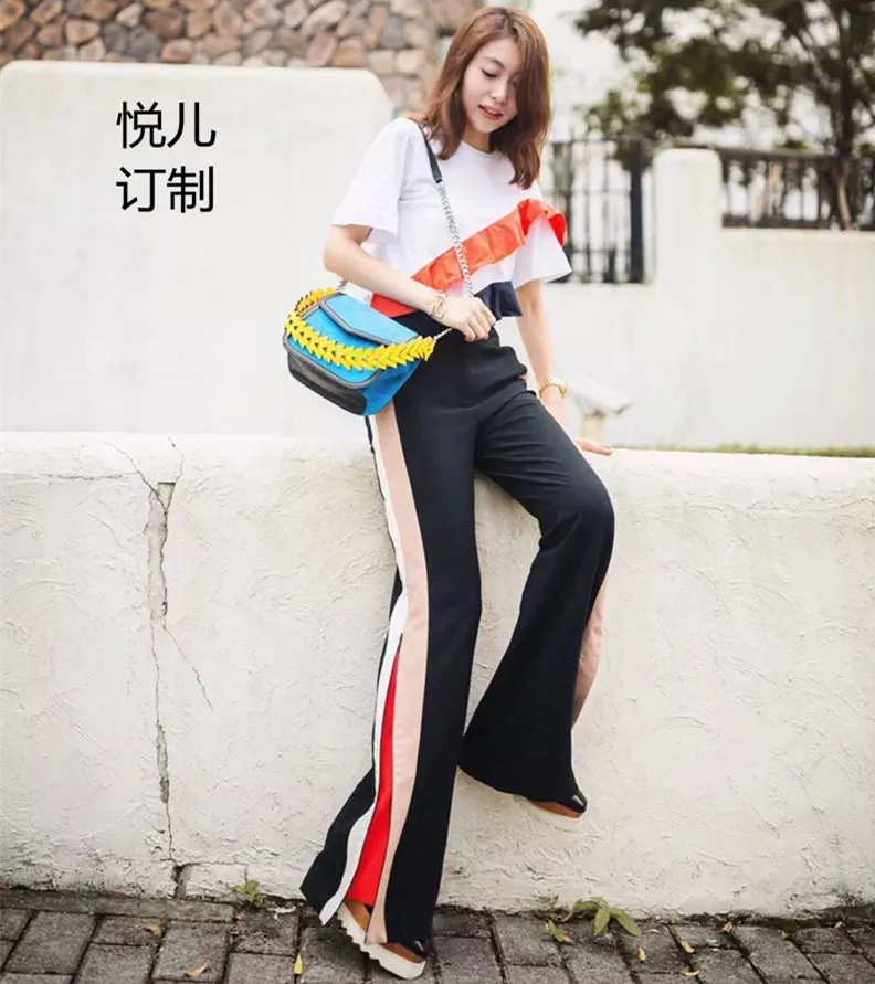 2018 Crop Top And Skirt Set The New Female Trousers Color Matching Split Bootleg Fashion Uniform Pants Suit With Short Sleeves
2018 Crop Top And Skirt Set The New Female Trousers Color Matching Split Bootleg Fashion Uniform Pants Suit With Short Sleeves