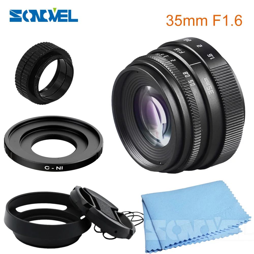 35 мм F1.6 CCTV объектив C Mount Camera Lens + Hood kit для Nikon 1 AW1 V1 V2 V3 J1 J2 J3 J4 J5 S1 S2 камеры|35mm f1.6|lens c