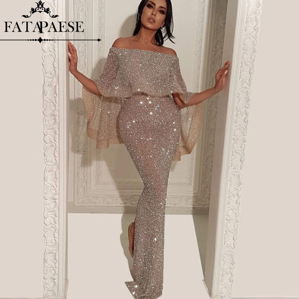 FATAPAESE Luxury Muslim Turkish Off Shoulder Sequin Mermaid Evening Dresses Vintage Saudi Arabic Dubai Evening Gowns For Women
FATAPAESE Luxury Muslim Turkish Off Shoulder Sequin Mermaid Evening Dresses Vintage Saudi Arabic Dubai Evening Gowns For Women
