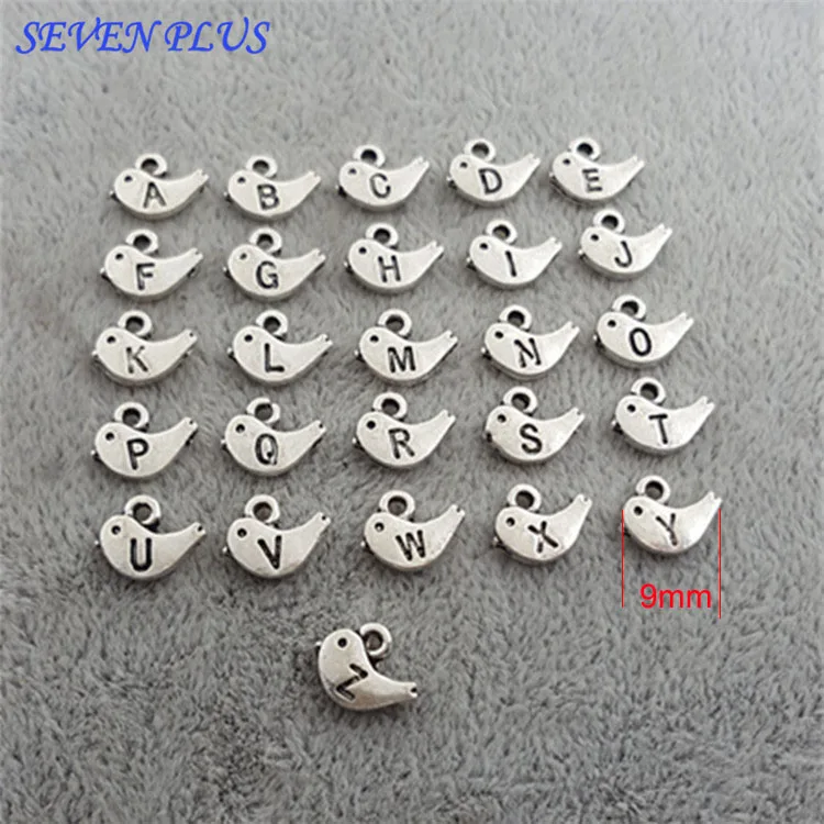 High Quality 260 Pcs/Lot 9mm Antique Silver Plated Bird Shaped Initial Alphabet Letter Charms For Diy Jewelry Making From A To Z
High Quality 260 Pcs/Lot 9mm Antique Silver Plated Bird Shaped Initial Alphabet Letter Charms For Diy Jewelry Making From A To Z