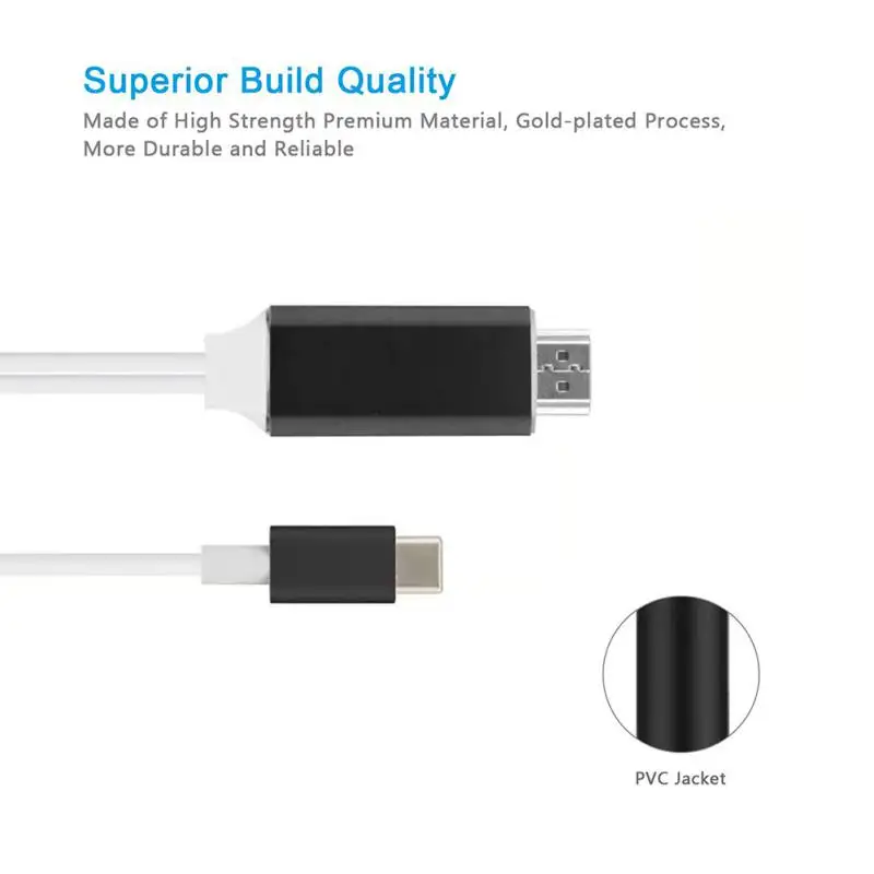 2m USB-C Type C к HDMI 4K HD кабель адаптер для iMac MacBook Pro Galaxy S8 S9 Note8 Dell XPS USB3.1 Преобразование