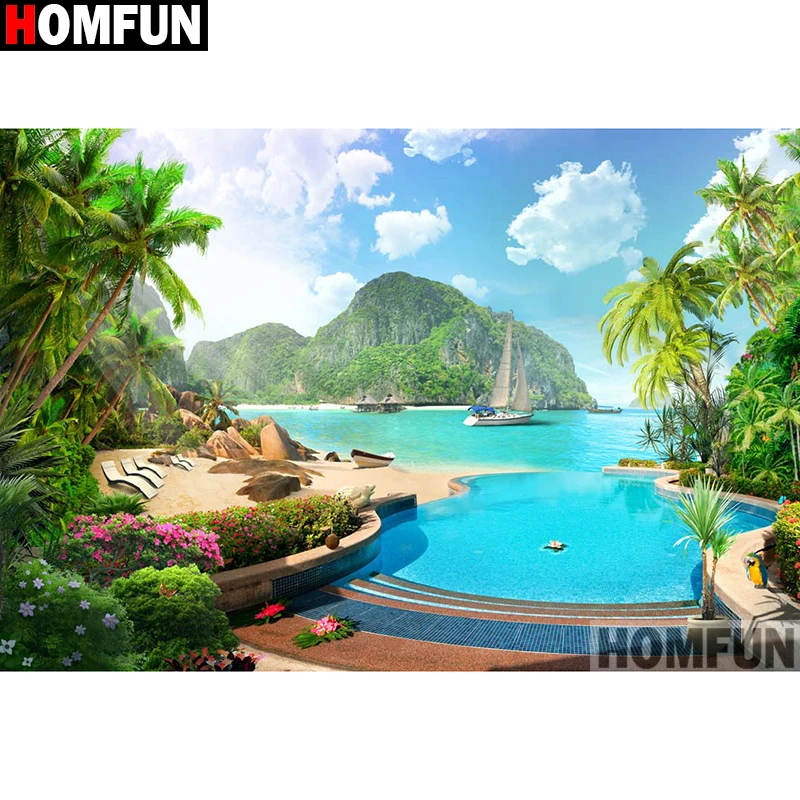 Алмазная живопись HOMFUN A14116 алмазная вышивка Вода на дереве полная выкладка