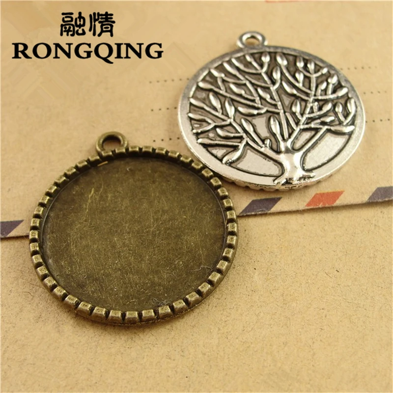 

RONGQING 25mm 40pcs/lot 2 colors Tree card Retro Tray DIY Accessories Wholesale Craft