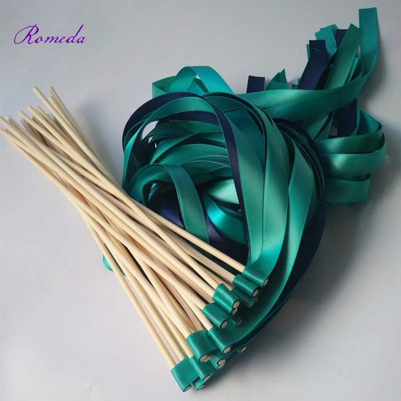 Hot selling 50pcs/lot cyan+navy stain Wedding Ribbon Wands stick without Bells for wedding party
Hot selling 50pcs/lot cyan+navy stain Wedding Ribbon Wands stick without Bells for wedding party