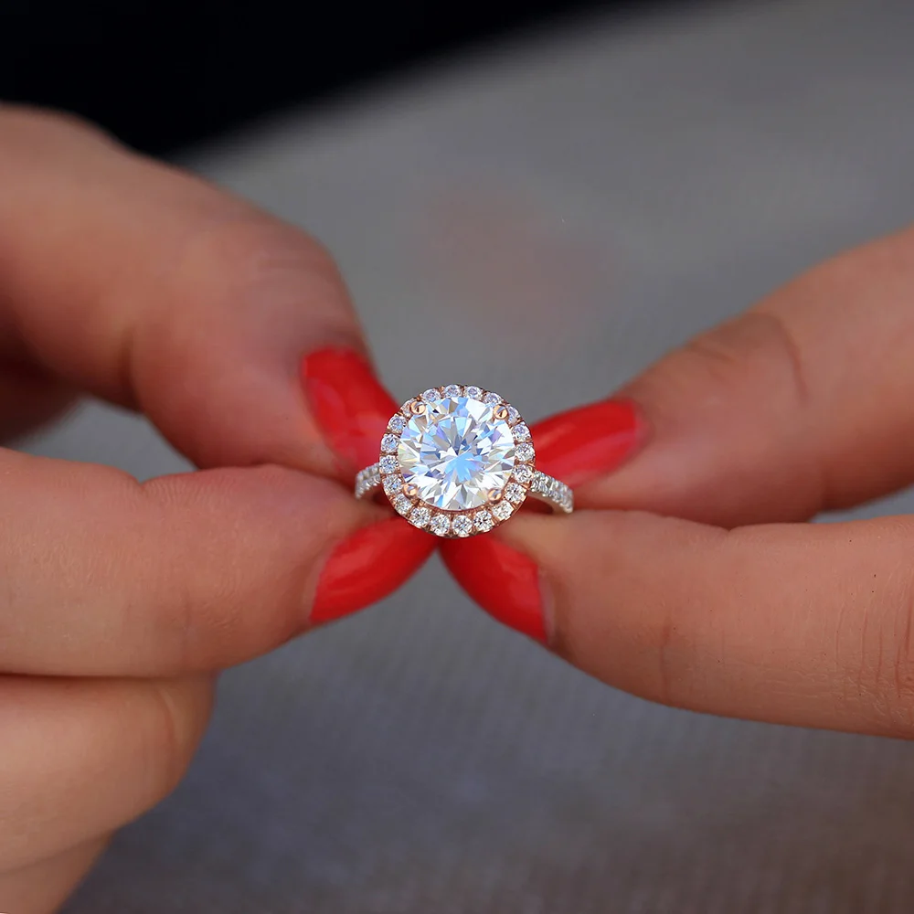3.5Carat ct 9.5mm Round Cut Engagement&Wedding Moissanite Diamond Ring Double Halo Ring Genuine 14K 585 White Gold for Women
3.5Carat ct 9.5mm Round Cut Engagement&Wedding Moissanite Diamond Ring Double Halo Ring Genuine 14K 585 White Gold for Women