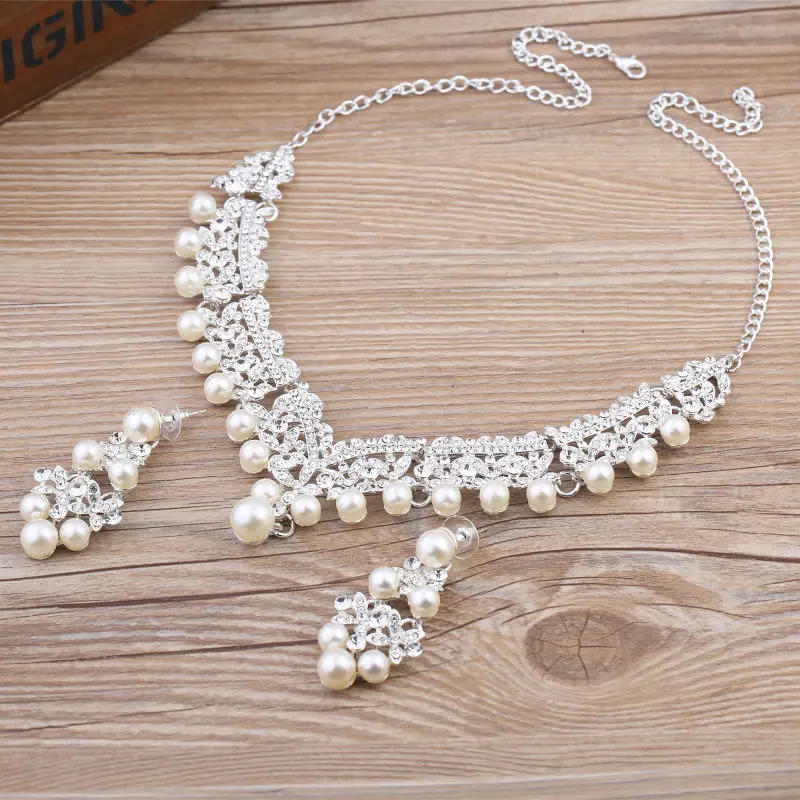 Luxury Simulated Pearl Wedding Bridal Jewelry Sets Silver Sets Of Crystal Necklace Wedding Engagement Jewelry
Luxury Simulated Pearl Wedding Bridal Jewelry Sets Silver Sets Of Crystal Necklace Wedding Engagement Jewelry