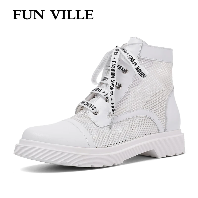 FUN VILLE New Fashion Summer Women Ankle Boots Genuine Leather Flat Boots Sexy Female shoes Air Mesh Breathable Comfortable Boot
FUN VILLE New Fashion Summer Women Ankle Boots Genuine Leather Flat Boots Sexy Female shoes Air Mesh Breathable Comfortable Boot