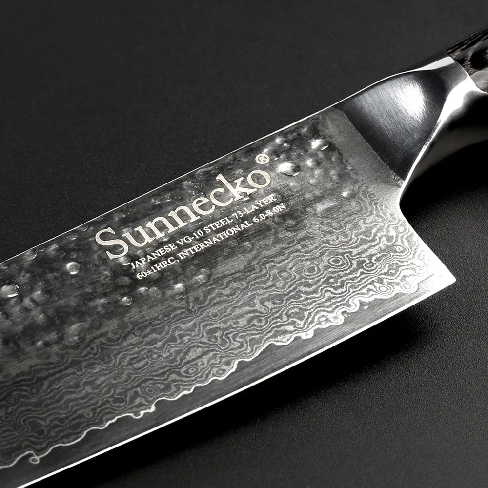 SUNNECKO 7" Santoku Knife Japanese Damascus VG10 Steel Razor Sharp Kitchen Knives Chef Knife Pakka Wood Handle Cooking Tools
SUNNECKO 7" Santoku Knife Japanese Damascus VG10 Steel Razor Sharp Kitchen Knives Chef Knife Pakka Wood Handle Cooking Tools