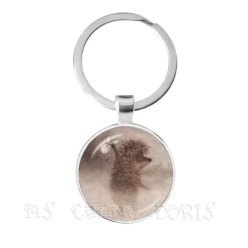 Little Hedgehog In The Fog Key Chains 25mm Glass Dome Keychain Yozhik v tumane Creative Jewelry For Women Men Kids Gift | Украшения и