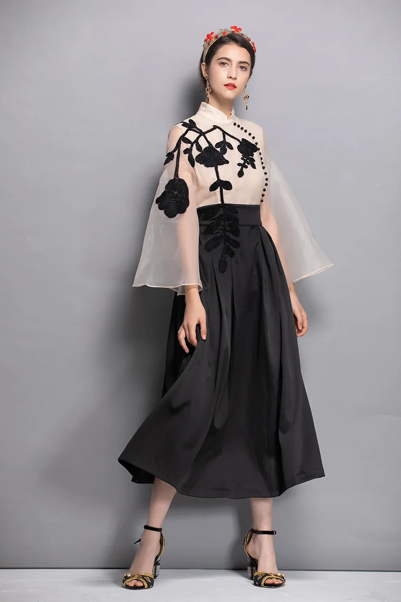 High quality beading mesh dress 2018 autumn runway chinese style elegant dress Chic party dress D411
High quality beading mesh dress 2018 autumn runway chinese style elegant dress Chic party dress D411
