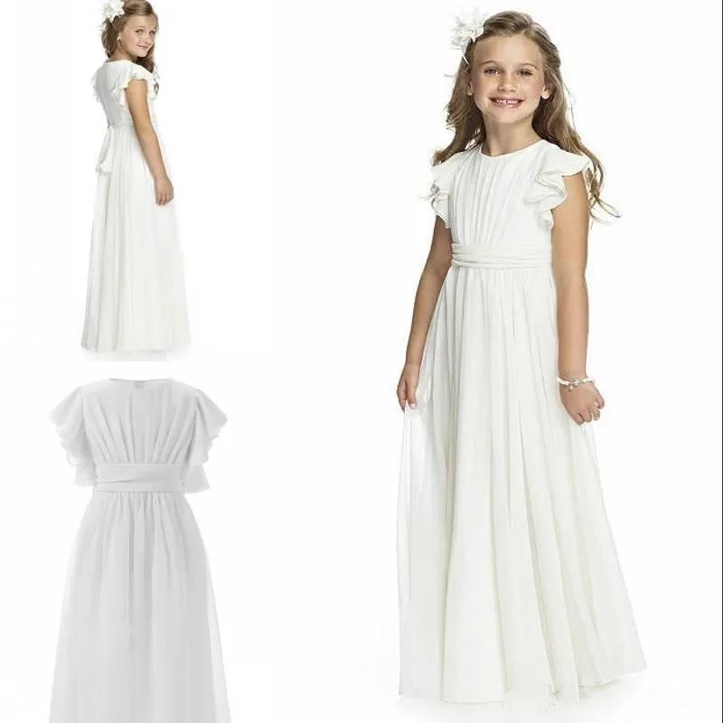 White Chiffon A-line Flower Girl Dress with Belt Short Sleeves Pleats Girls Pageant Gowns Wedding Vestidos
White Chiffon A-line Flower Girl Dress with Belt Short Sleeves Pleats Girls Pageant Gowns Wedding Vestidos