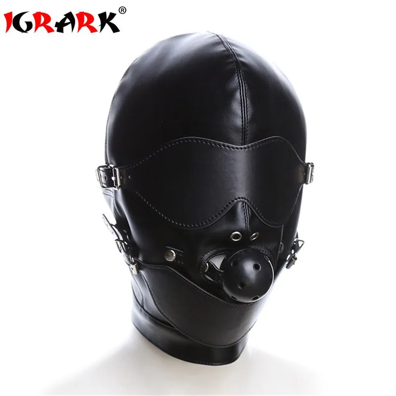 IGRARK головной убор с кляпом для рта искусственная кожа BDSM маска связывания секс