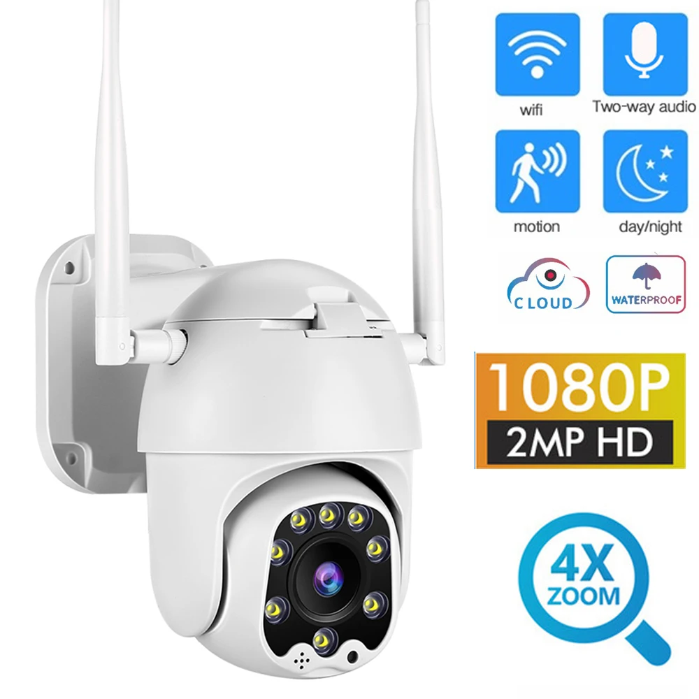 Фото IP камера WiFi 2MP 1080P Беспроводная PTZ скоростная купольная CCTV IR Onvif наружная IP66