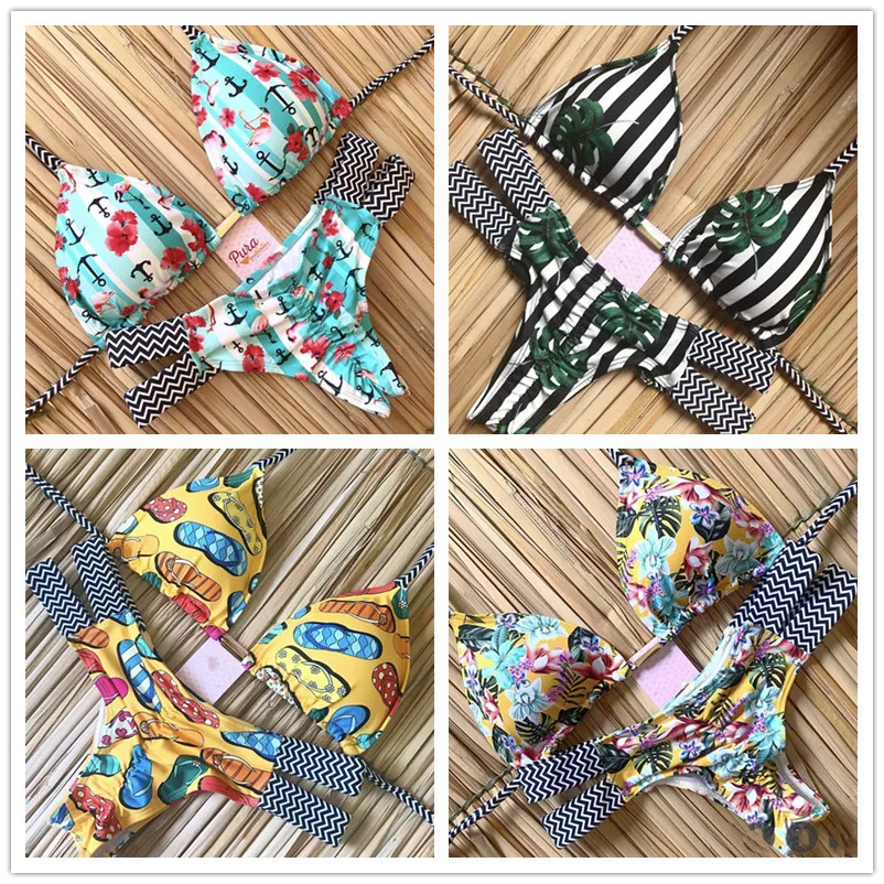 Sexy Halter Swimsuit Women Thong Micro Bikini Push Up 2020 Brazilian Bikini Tropical Plant Print Swimwear String Mini Swimsuit
Sexy Halter Swimsuit Women Thong Micro Bikini Push Up 2020 Brazilian Bikini Tropical Plant Print Swimwear String Mini Swimsuit