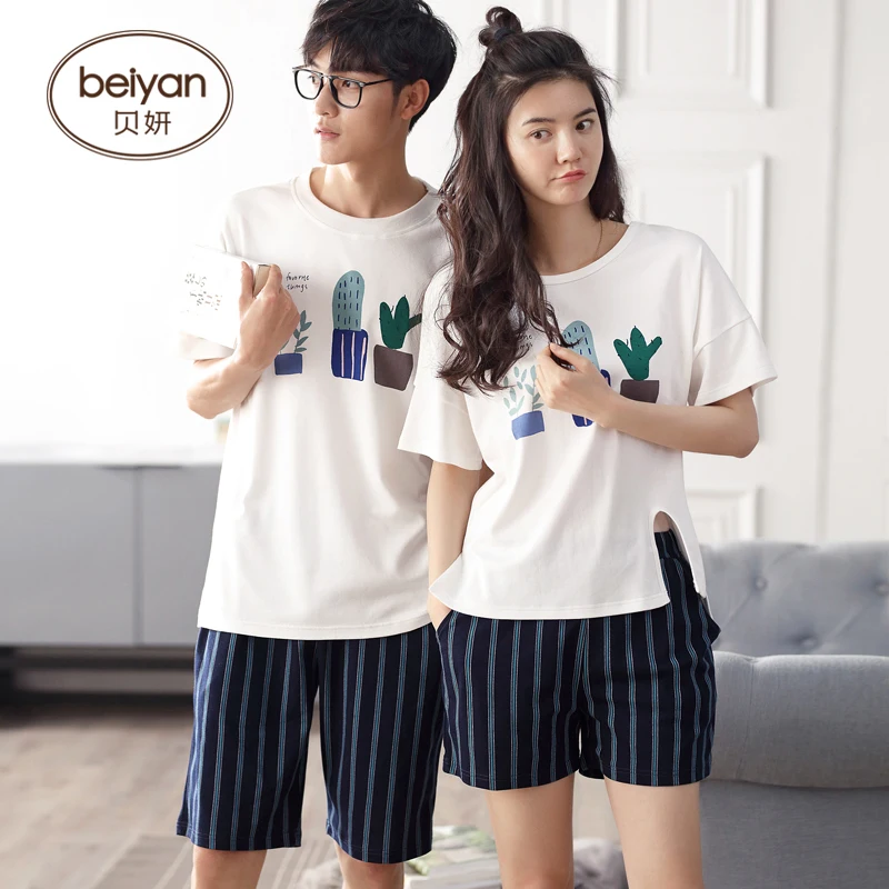 Hot Sale Couple Pajamas Set Summer Men Or Women Short Sleeve Pyjamas Lovers Sleepwear Nightwear Home Clothing
Hot Sale Couple Pajamas Set Summer Men Or Women Short Sleeve Pyjamas Lovers Sleepwear Nightwear Home Clothing